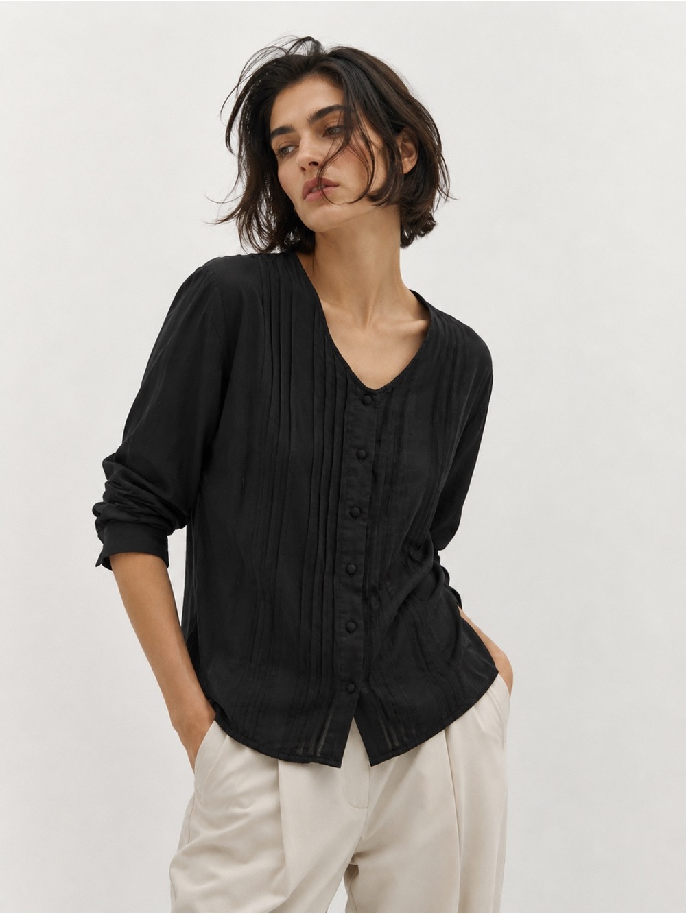 Vintage Mia Black Loose Fit Top